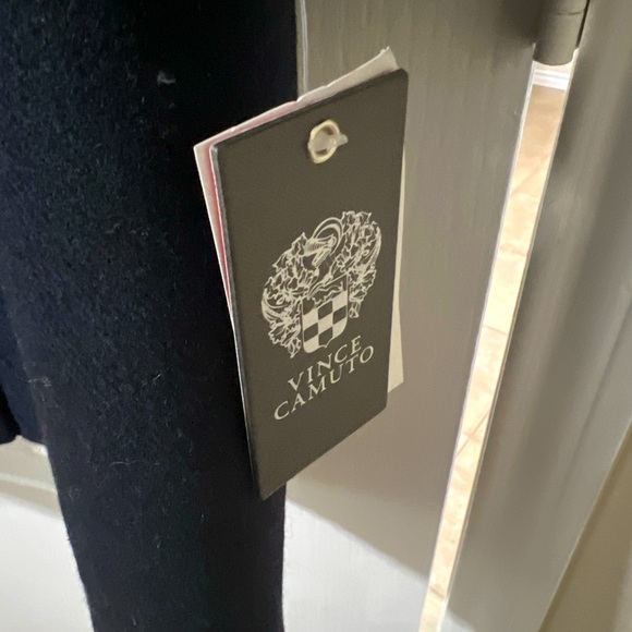 Vince Camuto Navy Trench Coat with Gold Accents - Picture 2 of 5